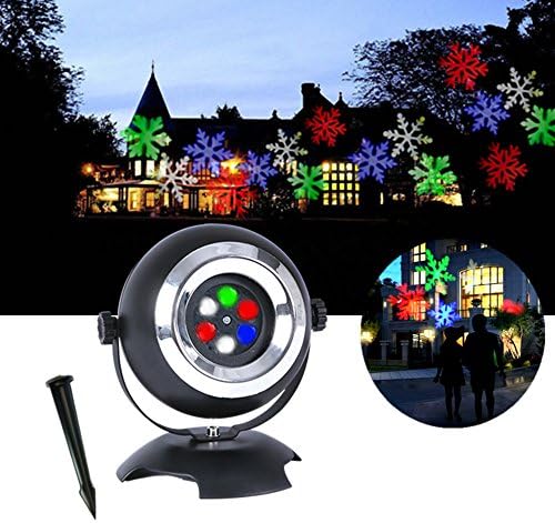 Lanji Snowflake LED Projector Moving Ceiling Projection Decorative Spotlights Waterproof Night Light Lamp with Multicolour Light for Holiday New Year Valentines' Day Party House Garden Wall
