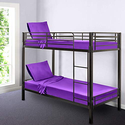Gilbins 30" x 75" Cot Size 3-Piece Bed Sheet Set, Made of Ultra Soft Cotton, Perfect for Camp Bunk Beds/RVs/Guest Beds Purple