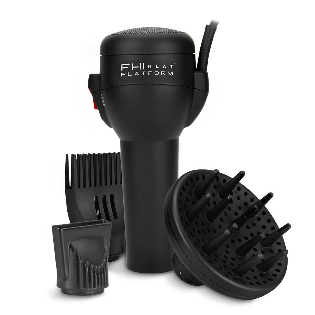 Photo 1 of FHI Heat Platform Blow Out Handle-Less Negative Ion Hair Dryer — Lightweight Blow Dryer w/ HydraHeat for Frizz-Free Styles — Hairdryer with Diffuser Attachment, Nozzle, Comb — Handleless Hair Dryer