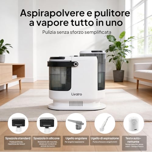 Livatro 1700W Steam Cleaner for Sofas, 15KPa Lava Upholstery, Steam Sofa Cleaner, Steam Sofa, 1.6L Tank, for Clean, Upholstered Furniture, Sofa, Car