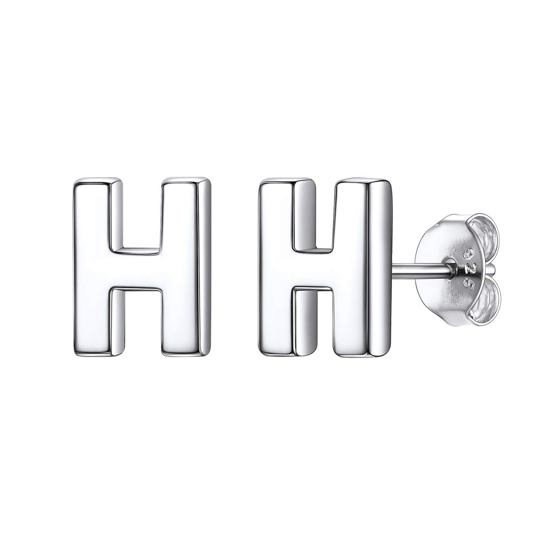 ChicSilver Tiny Stud Earrings 925 Sterling Silver Initial H Earring Fits Womens Sensitive Ears Monogram Jewelry — image 1