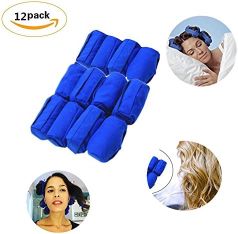 Fingertip 12 Pcs Magic No Clip Hair Rollers Soft Sponge Hair Curlers Hair Care Accessories Navy Blue