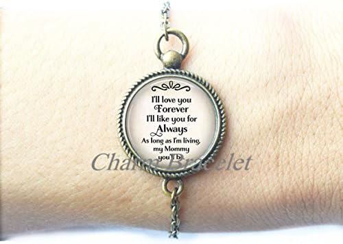 Charm Bracelet, Dainty Bracelet, Delicate Bracelet,I'll love you Forever I'll like you for Always Mother's Day Bracelet, Mother's Day jewelry gift for Mom Mother's Day gift Mommy Bracelet-ZE101