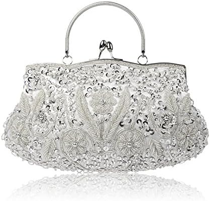 SSMY Beaded Sequin Flower Evening Purse Large Clutch Bag
