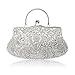 SSMY Beaded Sequin Design Flower Evening Purse Large Clutch Bag