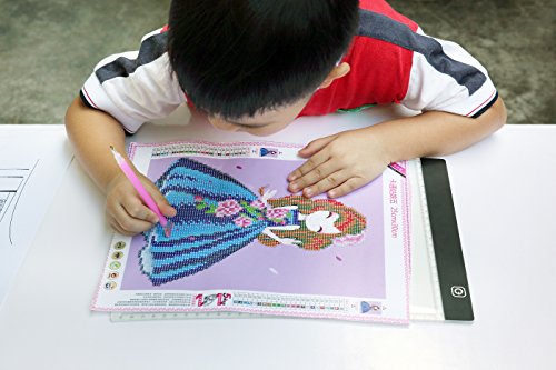 A4 LED Diamond Painting Light, Genround 5D Diamond Painting Kit, 3.5mm Thin Waterproof A4 Led Light Box Led Drawing Board for Kids & Adults Painting with Diamonds to See Symbols and Numbers Clearer
