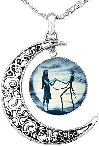 Jack Skellington Necklace Pendant Gift, Jack and Sally Nightmare Before Christmas (Blue)