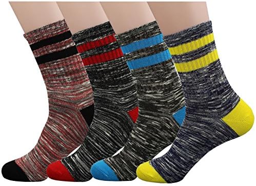 MEN COLOR DRESS SOCKS ,4 Pairs Funny Striped Argyle High Fun Soft Cotton Sock