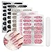 5 Sheets Full Nail Wraps Art Polish Stickers Decal Strips Adhesive False Nail Design Manicure Set With 1Pc Nail Buffers Files For Women Girls