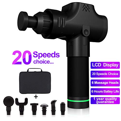 Massage Gun Deep Tissue Percussion Muscle Massager for Pain Relief, Handheld Electric Body Massager with 20 Adjustable Speed, 6 Head, Quiet & Comfortable Muscle Soreness Relieves - Thumbnail 6