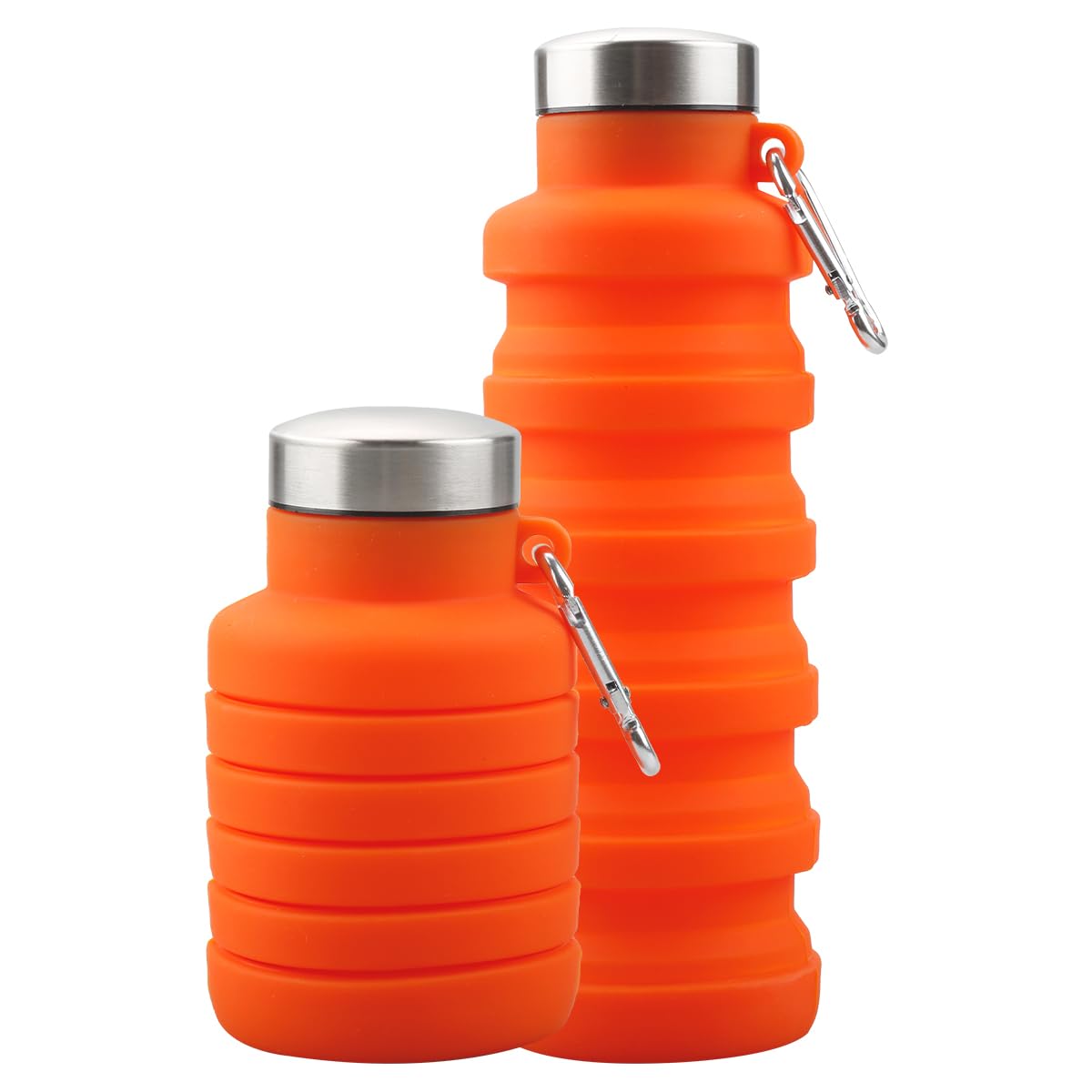 GLADFRESIT Collapsible Travel Water Bottle, 500ml Silicone Foldable Water Bottle with Carabiner, Portable Leakproof Bottle for Gym Hiking Camping