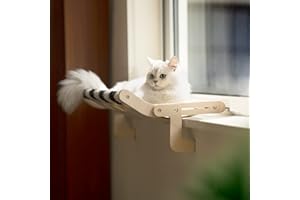 MEWOO Cat Window Perch for Indoor Cats Sturdy Plush Cat Hammock Window Seat Bed Shelves No Drilling No Suction Cup, Saving Space Durable Steady Cat Shelf (Chessboard)