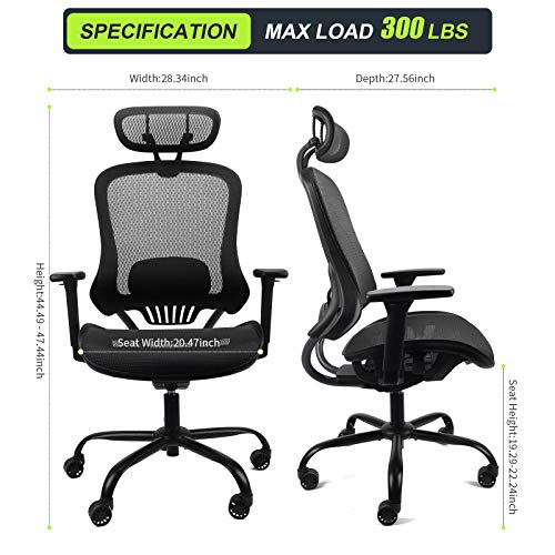 Komene Ergonomic Office Desk Chair Adjustable Backrest and Headrest