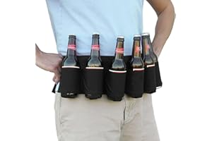WIROJ BlueSunshine Beer and Soda Can Holster Belt, holds 6 Cans, Perfect for Parties, Picnics, Camping, Hiking and Gift-Giving
