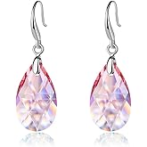 Austrian Crystal Teardrop Dangle Hook Earrings for Women 14K Gold Plated Hypoallergenic Jewelry