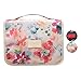 CalorMixs Women's Two Packs ID Case Zipper Wallet Card Holder Pocket Key Coin Pouch Keychain Purse Print Cow Sunflowers (White Flower)