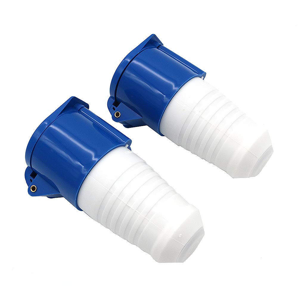 POFET 2Pcs Power Plus 32AMP Socket 220-250 Volt 3 Pin (IP44) Coupling Sockets - Blue