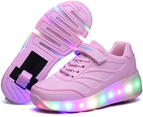 SRD-Unisex Kids LED Flashing Roller Skates Shoes Wheels Retractable Technical Skateboarding Sport Gymnastics Sneakers Outdoor Adjustable Sports Trainers Christmas Easter Festival Gift Boys Girls