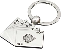 Yiping Stylish Keychain Poker Royal Flush Lovely Ring Keychain Pendent Keyrings