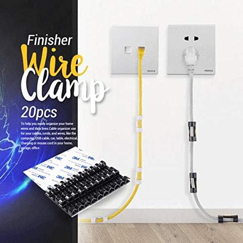 GB4 Finisher Wire Clamp 20pcs - Cable Clips with Strong Adhesive Tapes - Wire Holder Organizer Cord Management for Car, Office and Home