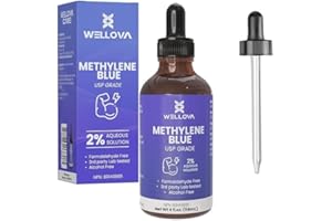 WELLOVA - 2% High Concentrate Methylene Blue 120ml Solution - Ultra High Purity - USP Pharmaceutical Grade - Free of Formalde
