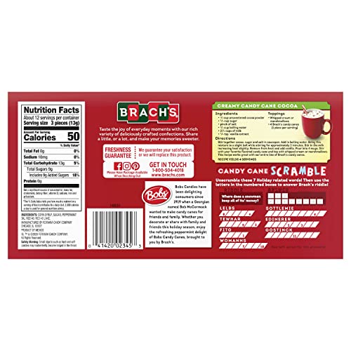 Brach's Bob's Mini Pepper Candy Canes , Mint, 35 Count (Pack of 1