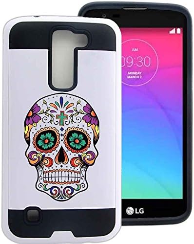 LG K7 Case, LG Tribute 5 Case Sugar Skull Day Of The Dead by NPCase Hybrid Unique Design Combo Case With Armor Defender Protection Dust Shock Proof Fits LG K7 LG Tribute