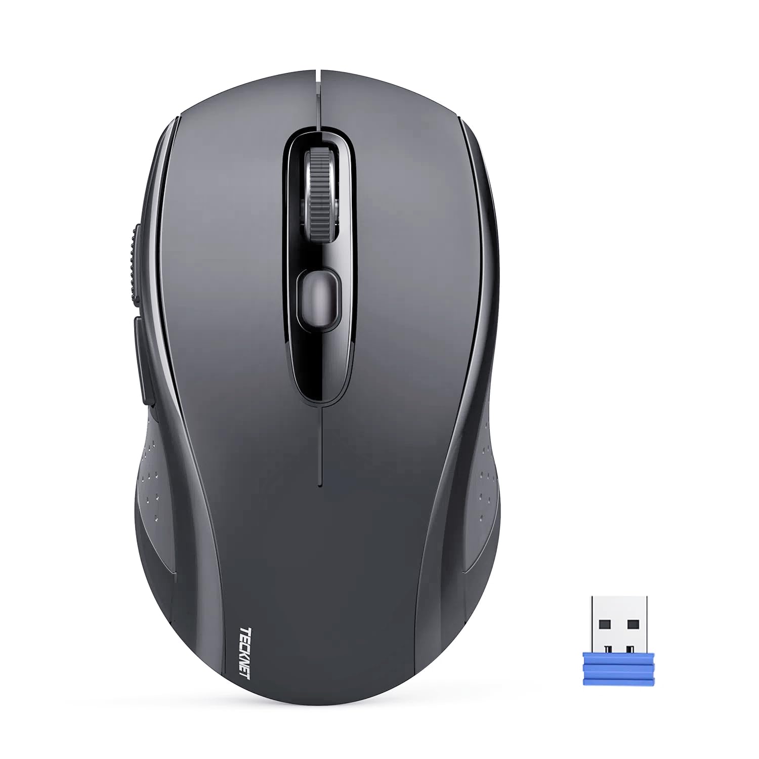 Photo 1 of TECKNET Bluetooth Mouse, 4000DPI Wireless Mice for Laptop 2-in-1(BT 5.0/3.0+2.4Ghz) Computer Portable PC Mouse Wireless with USB Receiver for Mac (USB-A+Bluetooth, Light Black)