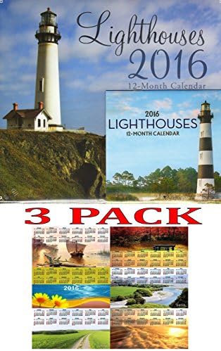 Lighthouses 16 12ヶ月壁カレンダー 無料のボーナス16マグネットカレンダー