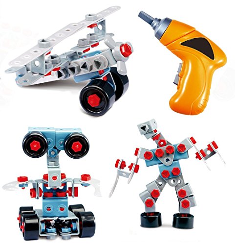 RAINBOW TOYFROG STEM Learning Take apart Educational Construction Engineering with ELECTRIC Toy DRILL Building Blocks Set -286 Pieces Best Toy Gift for Kids Age 6+