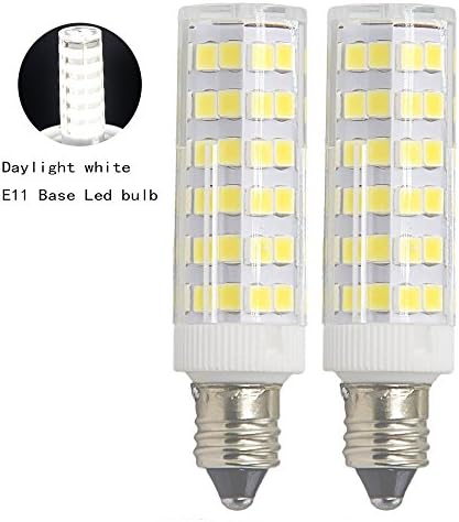 E11 Base ,60W or 75W Equivalent halogen Repalcement 600 Lumens , Dimmable LED, Mini Candelabra Base Bulb, daylight 6000k, 110v,120v,130volt, Replaces T4 /T3 JD Type Clear E11 Light Bulb (2 pack)