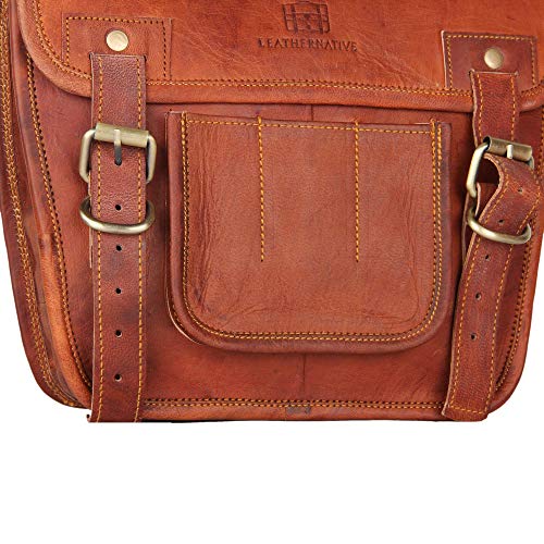 Leather Motorcycle Bags Side Pouches - 1 Pair of Brown Genuine Leather Saddle Panniers - Waterproof Storage for a Stunning Vintage or Modern Look - Duffel Touring Bag Styling Suits Men or Women - Thumbnail 3