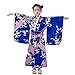Elibelle Japanese traditional dress kimono robe for kids girls costume(Blue130cm)