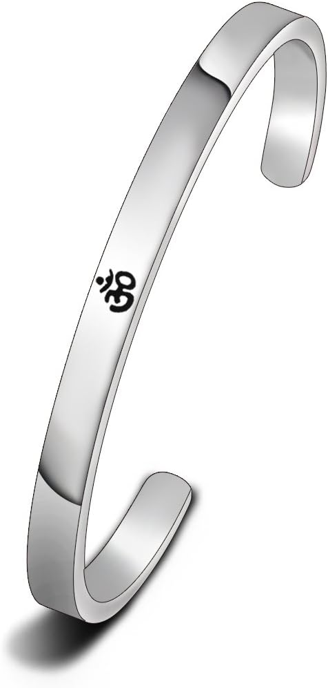 Yoga Jewelry Stainless Steel Aum Ohm Om Cuff Bracelet Meditation Gift