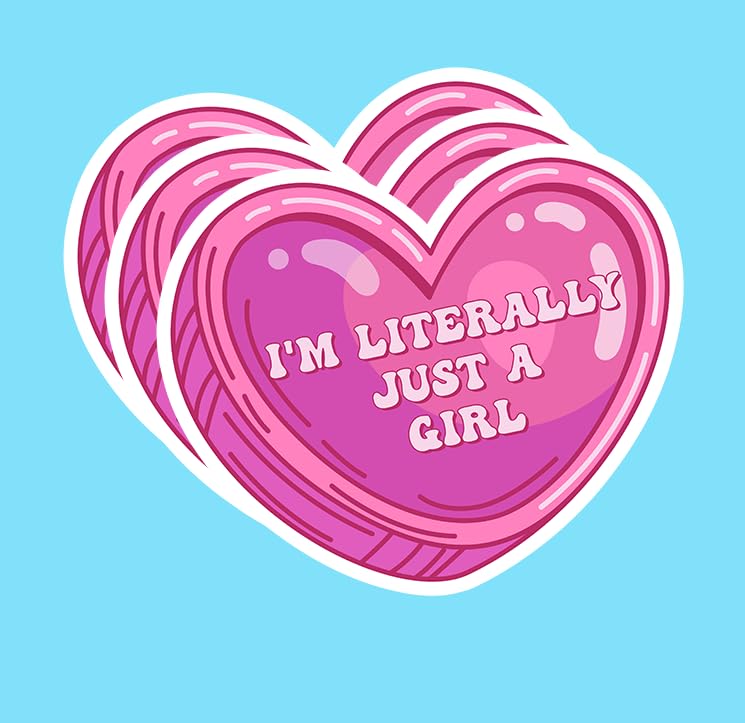 Photo 1 of (3PCS) I'm Literally Just a Girl Sticker, Funny Sarcastic Motivational Phrase Humorous Waterproof Vinyl Sticker Decals for Books Laptops Phone Water Bottles Tumbler Cup Kindle 3x2.9 Inch