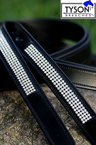 Steigbügelriemen Mit Strass Glitzer - Leder Riemen 165cm Braun/schwarz