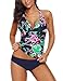 ACKKIA Women's Halter Shirred Two Pieces Swimsuit Tankini Set with Bikini Bottom