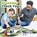 RENWER Dinosaur Toys Create A Road with 142 Pieces Flexible Train Track Playset 2 Dino, Race Track Car Toys for 3, 4, 5, 6 Year Old Boys and Girls Kids Best Gift (Green)