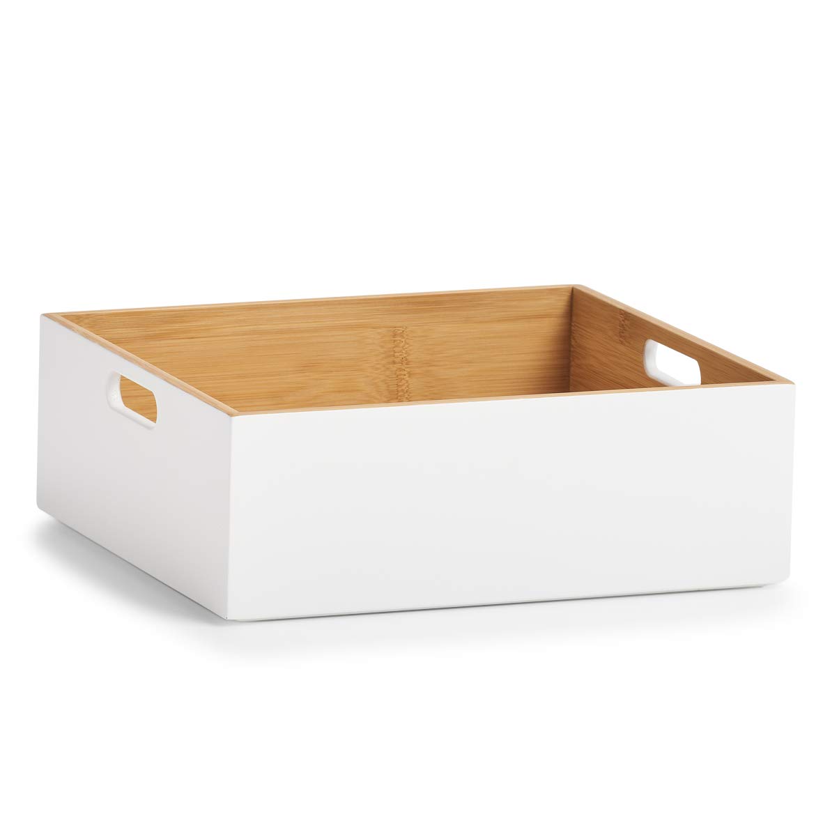 Zeller White Bamboo Storage Box, White, ca. 30 x 27 x 10,5 cm