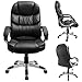 Furmax Ribbed Office Chair High Back PU Leather Executive Conference Chair Adjustable Swivel Chair with Arms (Black1)