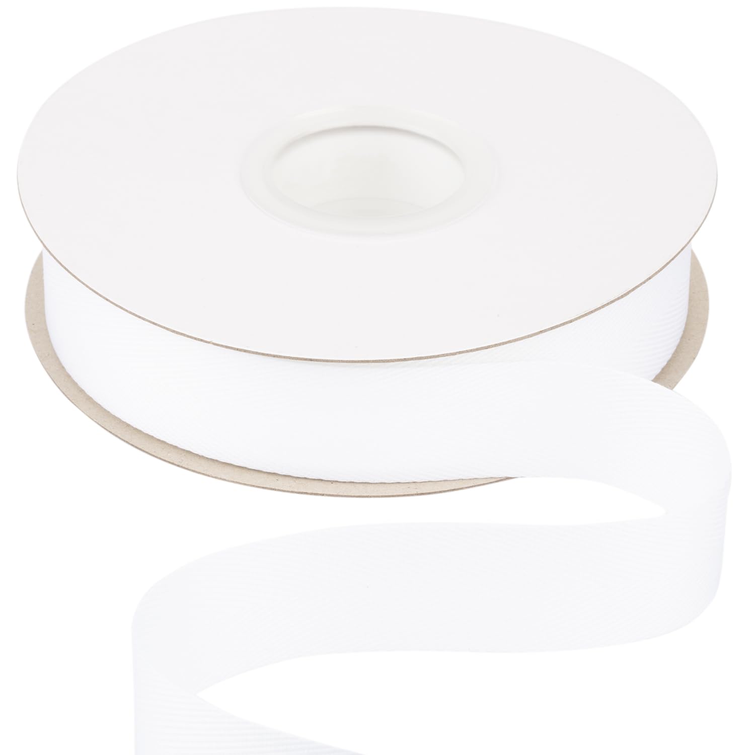 Ribbonitlux Tape Twill Ribbon 25mm x 22.5 Meters, Soft White Herringbone Bias Tape for DIY Craft, Sewing, Gift Wrapping, and Home Decor