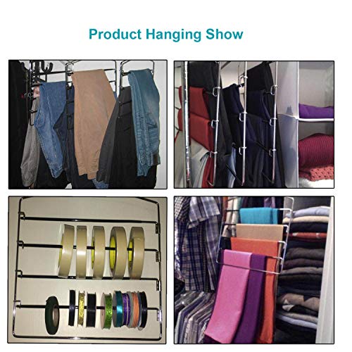 Nature Smile Clothes Pants Hangers 2pack-Multi Layers Metal Pants Slack Hangers,Non-Slip 4-Tier Swing Arm Pants Hangers Rack Closet Storage Organizer for Trousers Jeans Scarf Skirts Hanging