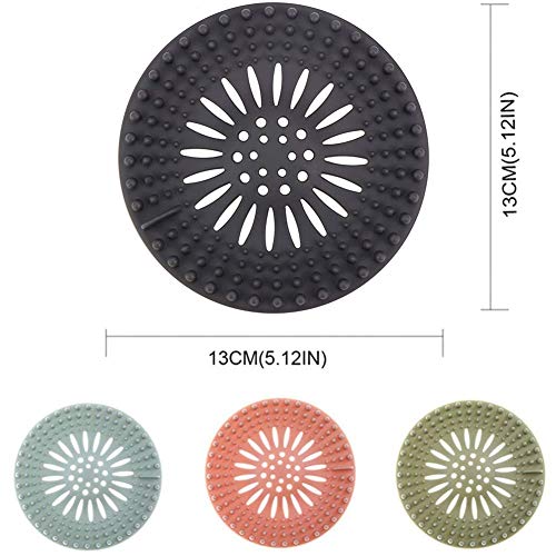 KongNai Hair Catcher Shower Drain Cover, 4 Pack Hair Stopper Drain Protector Universal Rubber Sink Strainer for Bathtub Kitchen and Bathroom