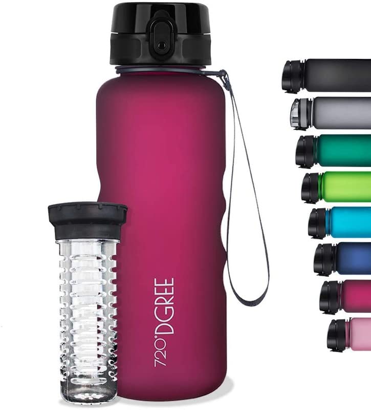 720°DGREE Trinkflasche 1,5l “uberBottle“ softTouch +Früchtebehälter - BPA-Frei - Wasserflasche für Gym, Fitness, Outdoor, Wandern - XL Tritan Sportflasche: Groß