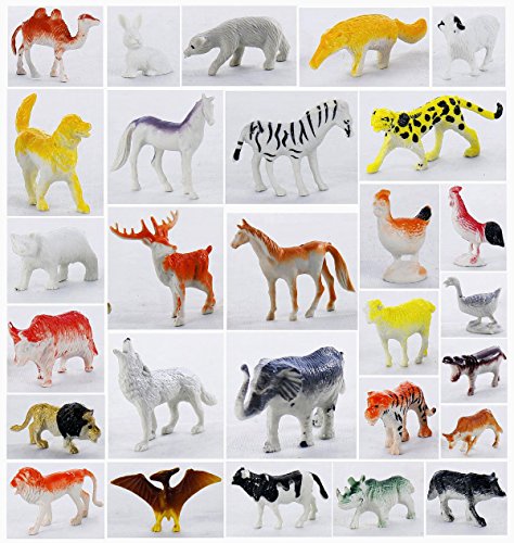Jungle Animals Figures,Dinosaur Figures,Ocean Sea Animals Figure, 60 Piece Vinyl Plastic Mini Realistic Under Animals Party Favors Party Bag Filler Best Gift Set - Thumbnail 3