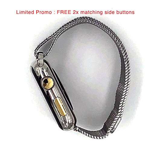 Apple watch LTE crown dots, set of 8 color dots for series 0, series 1, series 2, series 3, plus FREE x2 matching side buttons (Polished Gold) - Thumbnail 5