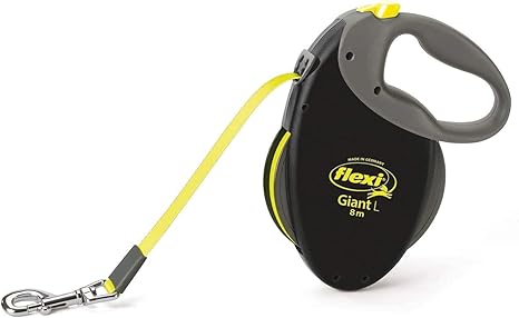 TRIXIE flexi NEON GIANT, Correa Extensible, L, 8 m, hasta 50 kg, Negro-Neón, Perro