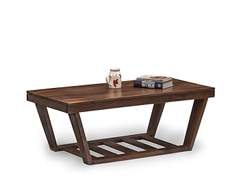 Khati Design Vivo Solid Wood Coffee Table (Country Life Finish, Brown)