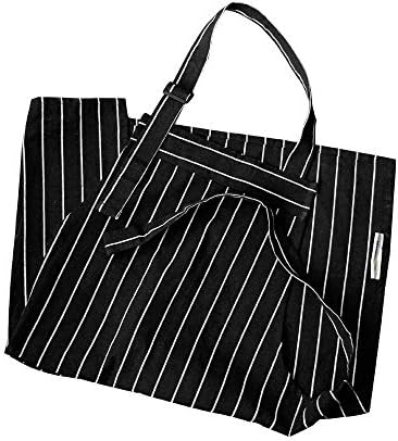 HONGNA European Minimalist Black Striped Apron Creative Fashion Home Comfort Cotton Linen Sleeveless Work Apron HONGNA (color : BLACK, Size : 7065cm)