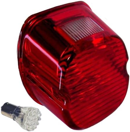Red Laydown Taillight Lens with Red L.E.D. Bulb for Harley Late 2003 to 2014 Big Twin &amp; Sportster Models